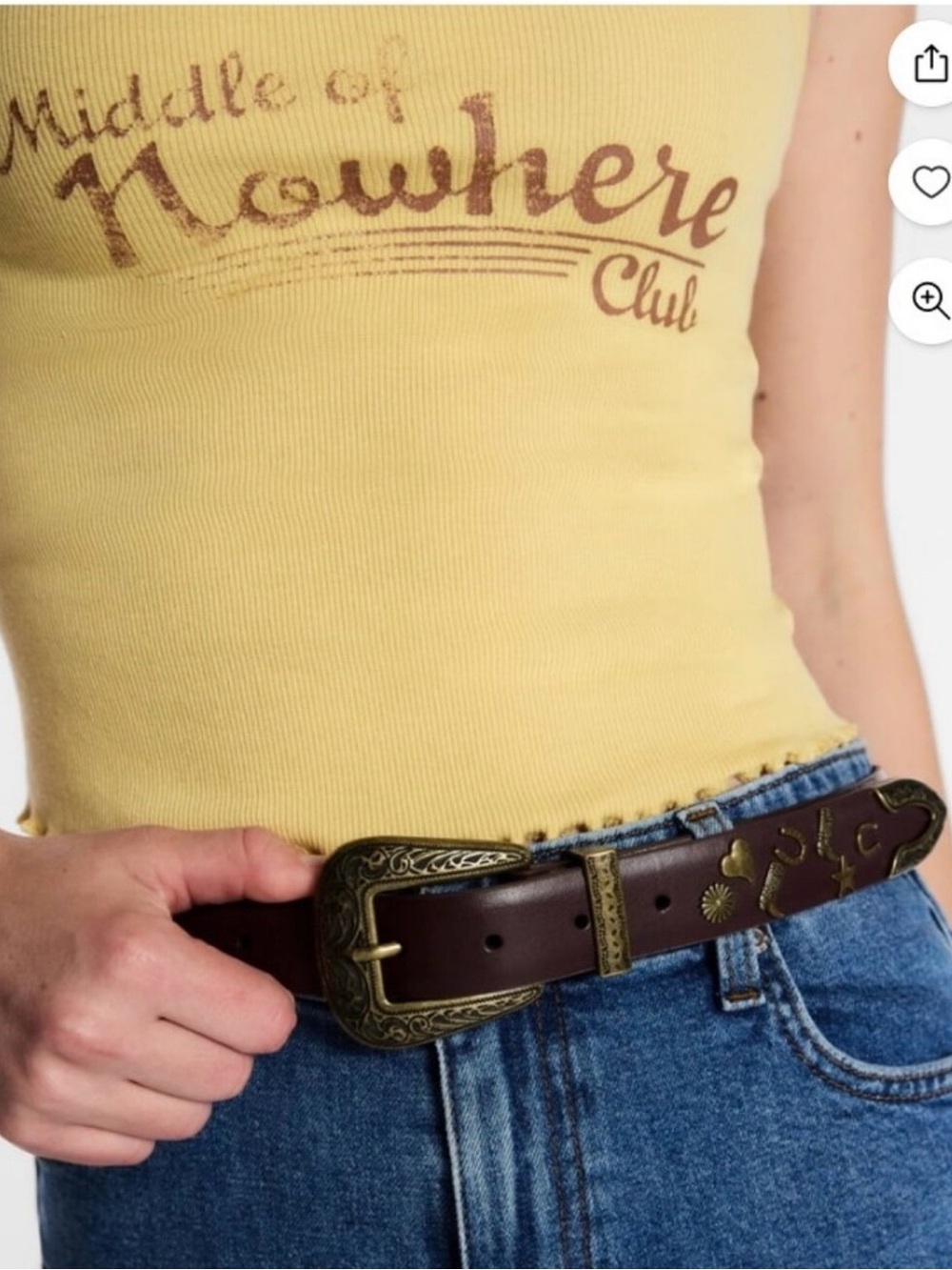 Kasey Musgraves x Lee Western-Style Leather Belt With Charms NWT